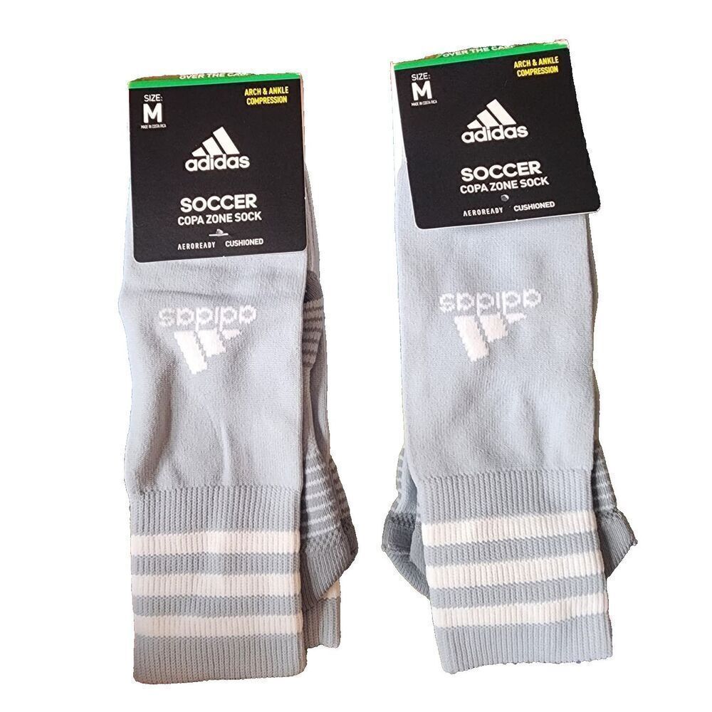 Adidas 2 Pack Soccer Copa Zone Cushion IV Socks Medium Youth/Men/Women Gray